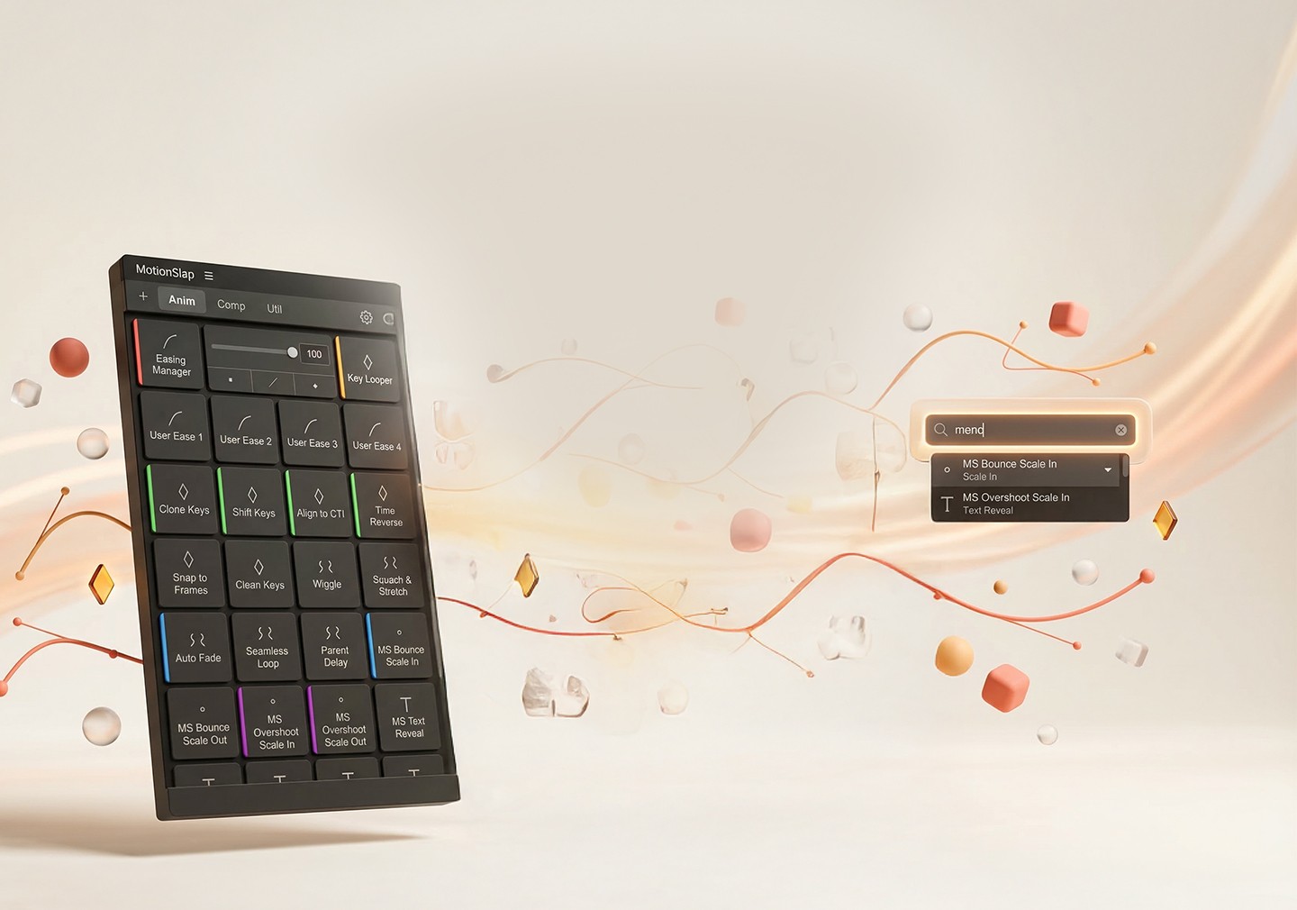 The MotionSlap panel and Slap Search inside After Effects
